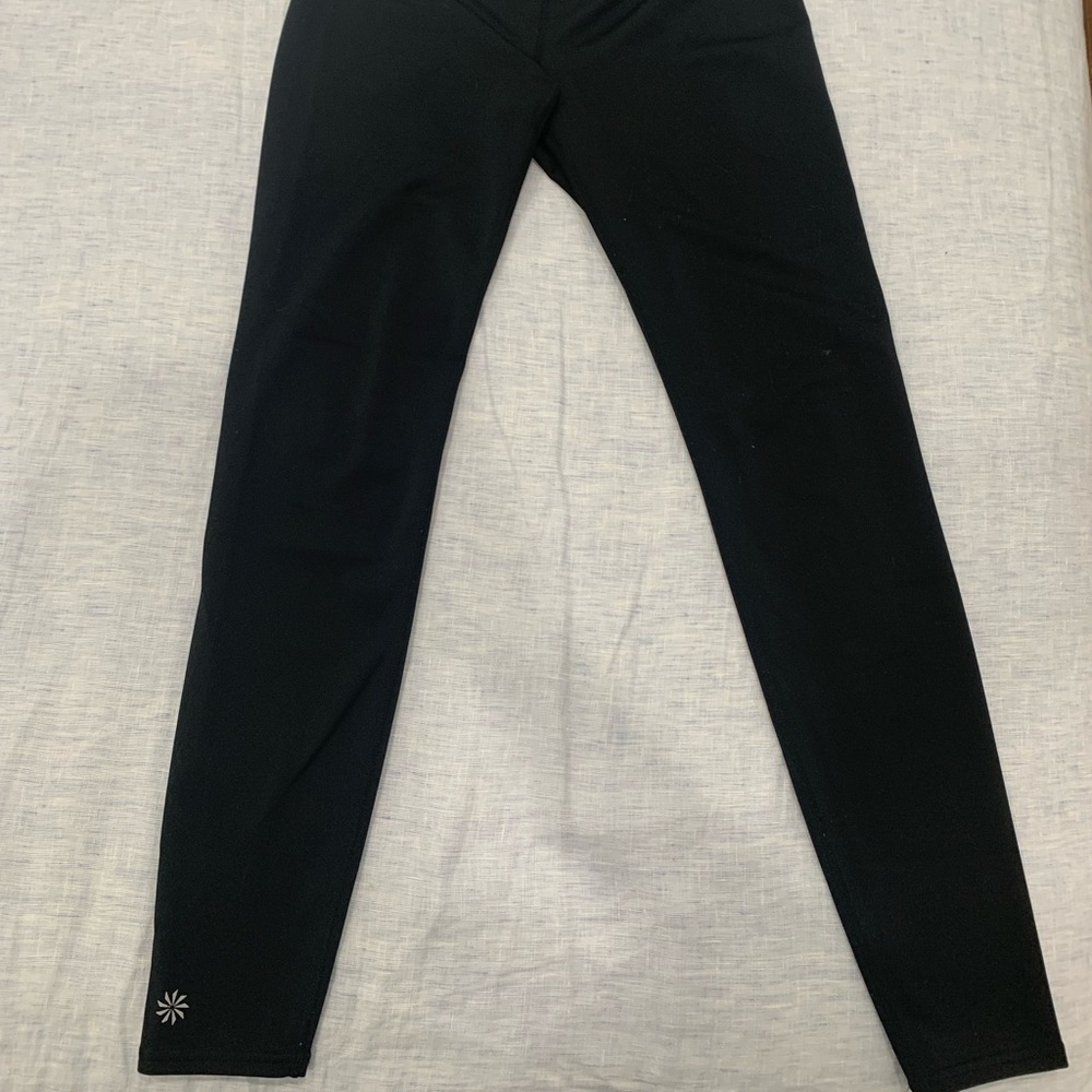 Athleta Black Full Length Leggings with zipper pocket